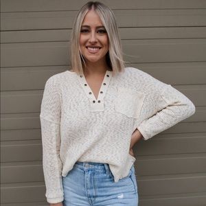 Billie Eyelet Ribbed Knit Top